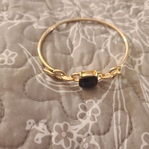 Costume sapphire, gold tone bracelet